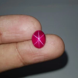 9.0 Ct Certified Natural 6 Rays Star Ruby Oval Red Cabochon Loose Gems X-733 - Picture 1 of 14