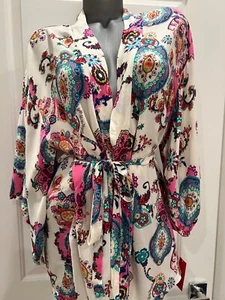 Josie Natori Vintage Multicolor Paisley Women Short Robe Size S - NWT - Picture 1 of 23