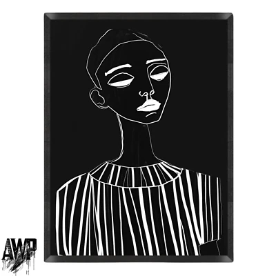 Minimalist Black & White Portrait Poster, Woman Shape Wall Art Print: A4, A3, A2 - Image 1 of 3