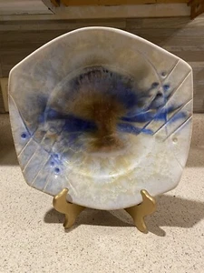 Follette signierte Keramik Kristallglasur 11 Zoll MCM Vintage dekorativer Teller - Bild 1 von 9