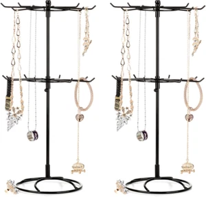 2Pcs 2 Tier Rotating Necklace Holder Jewelry Tree Bracelet Stand Display Orga... - Picture 1 of 12