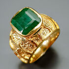 Handgefertigter Schmuck grün Beryll Ring 925 Sterlingsilber Größe 7/R340095