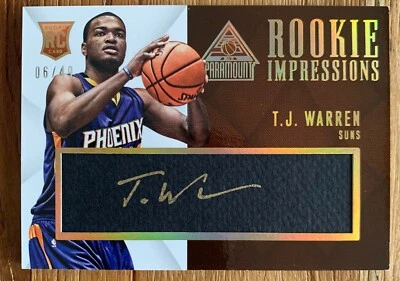 2014-15 Panini Paramount Rookie Impressions T.J. Warren Auto /49 RC Rookie - Image 1 of 2