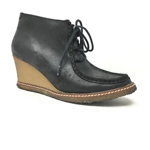 Johnston & Murphy Ankle Boots Booties Shoes Women's Size 7 Black Leather Crepe - Picture 1 of 9