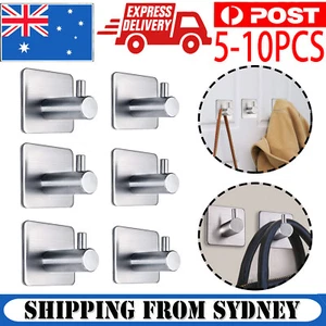UP 10XAdhesive Hooks for Hanging Hat Key Towel Holder Shower Kitchen Bathroom AU - Picture 1 of 12