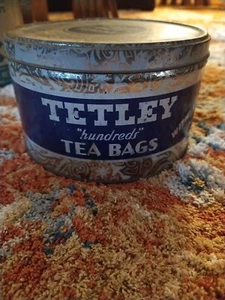 Vintage Tetley 100 Teebeutel Dose blau und silber - Bild 1 von 10