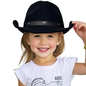 Kids Girls Boys Cowboy Cowgirl Hat with Buckle Belt Toddlers Felt Western Hat... - Picture 1 of 5