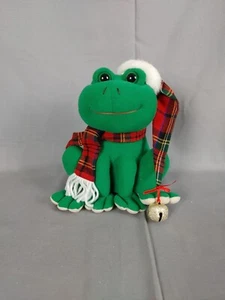 Plush Singing /Dances Santa Frog Suit & Hat Sings Jingle Bells In Frog Croaks 9” - Picture 1 of 6