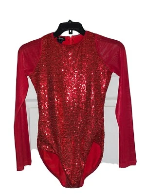 Alexandra Fantasias Acro Lantejoulas Dança Jazz Tap Collant M Eras Tour Vermelho - Imagem 1 de 4