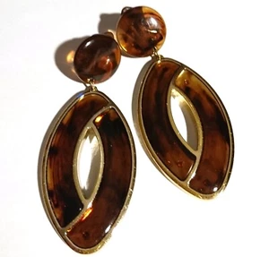 Ohrclips Clips goldf braun oval ca 8 cm lang - Bild 1 von 4