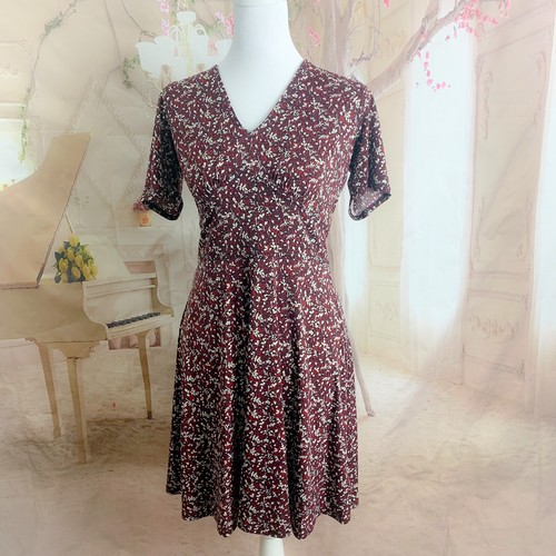 TORY BURCH Abito donna Michael Kors scollo a V aderente svasato stampa margherita floreale taglia XS