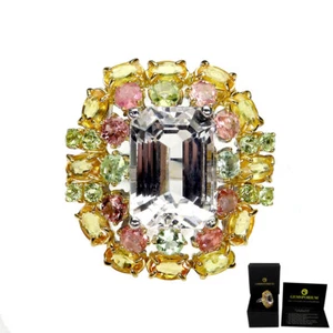 925 Sterlingsilber Ring Kunzit 13ct Peridot Saphir Handgemacht Schmuck Größe 8 - Bild 1 von 13