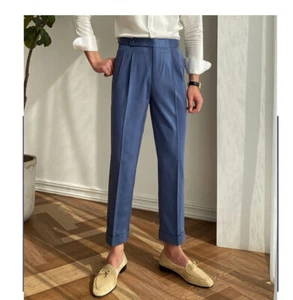 Hombres Jóvenes Británicos Vintage Viajero de Negocios Nápoles Informal Traje Recto Pantalones - Imagen 1 de 16