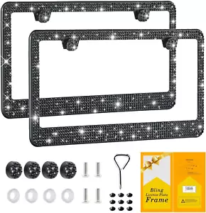 Bling License Plate Frame for Women,2 Pack Premium Stainless Steel Rhinestone Li - Picture 1 of 12
