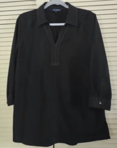 Travelsmith Shirt Womens L 14/16 Black 3/4 Sleeve Top Travel Wrinkle Resistant - Picture 1 of 5