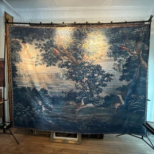 Oversized Flemish Verdure Tapestry Replica 9.75' x 7.55' Fabric Print 2 Panels - Picture 1 of 17