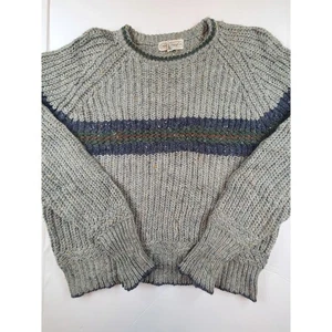 Vintage Gap Clothing Co Gray Chunky Knit Sweater Women Medium Wool Blend Striped - Afbeelding 1 van 4
