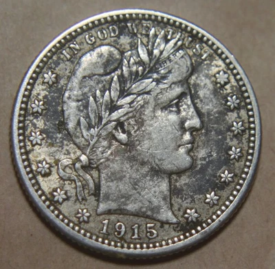 1915-S Barber Head Silver Quarter - See Pics - No Reserve! - Image 1 of 4