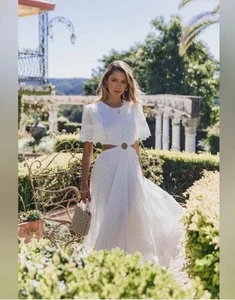 Petal and Pup L Merletto Cut Out Maxi Damen Kleid weiß Braut Ösen Spitze - Bild 1 von 11