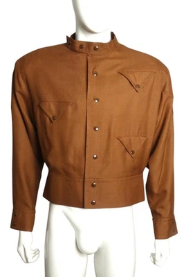 PIERRE CARDIN (ALTA COSTURA)- Chaqueta Rayón Marrón Años 80, Talla XL Foto 1 de 4