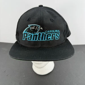 Vintage 90s Carolina Panthers Logo Hat by The Game Black Blue Hat Snapback - Bild 1 von 15