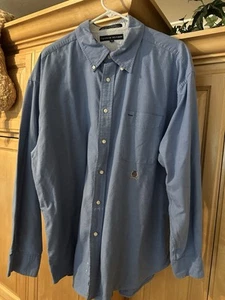 Tommy Hilfiger Shirt Mens Blue Oxford Button Down Long Sleeve Crest Logo SZ 2XL - Picture 1 of 4