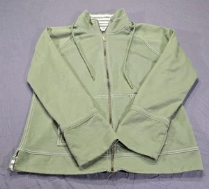 Ann Kline Sports Damen Full Zip Sweatshirt oliv/weiß gestreift Größe - Bild 1 von 17