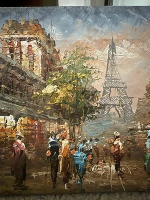 Original Oil Painting - Paris Street Scene - Eiffel Tower - Image 1 of 4