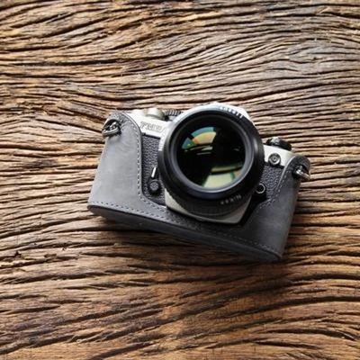 Genuine Real Leather Camera Bag Case Protect Half Cover Base For Nikon FM2 - Image 1 of 4