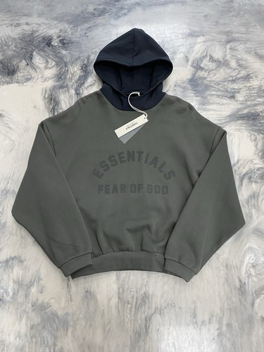 Felpa con cappuccio Fear Of God Essentials ink jet nylon nero XS autentica stato nebbia
