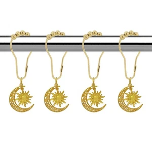 Celestial Shower Curtain Hooks 12 Pcs, Decorative Gold Sun Moon Shower Hooks ... - Picture 1 of 6