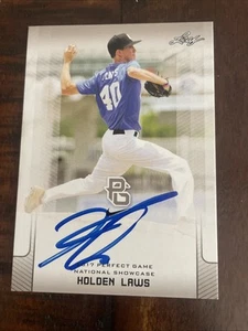 HOLDEN LAWS 2017 LEAF "1ST EVER PRINTED" PERFECT GAME RC #052! AUTO SIGNED - Picture 1 of 8