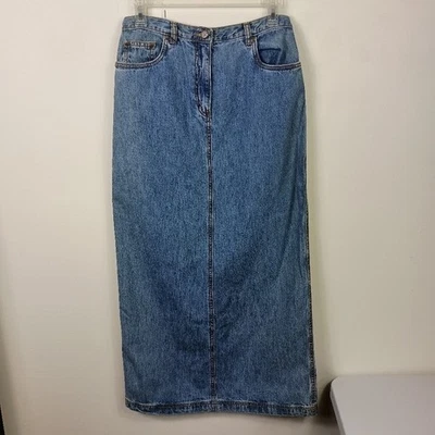 Maxi falda vaquera vintage para mujer Rafaella azul longitud completa abertura trasera cremallera mosca Y2K Foto 1 de 4