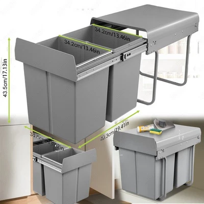 Einbaumülleimer Mülleimer Mülltrennsystem Abfalleimer Müllsystem ausziehbar Grau - Bild 1 von 4