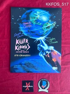Foto firmada por Killer Klowns From Outer Space Chiodo Brothers 11x14 Beckett certificado de autenticidad - Imagen 1 de 1