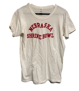 VINTAGE Crew Cotton T SHIRT Nebraska Shrine Bowl Football LARGE 42-44 RUSSEU - Picture 1 of 9