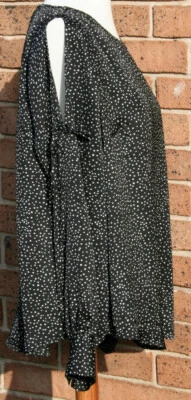 Blusa LANE BRYANT Negra, Lunares Agujero Hombro Talla 16 Excelente Estado -B Foto 1 de 4