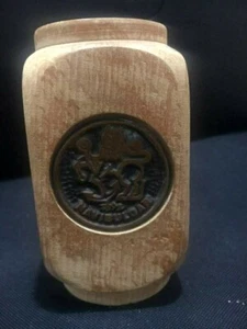 Antique Vintage Logo Navibulgar 1892 Wooden Cylinder Hand Carved Decor Rare 11cm - Picture 1 of 12