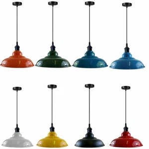 Lámpara colgante de colección luz de techo de metal industrial luces retro soporte E27 - Imagen 1 de 22