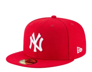 New Era 59Fifty MLB New York Yankees Red/White Basic Fitted White Hat 11591122 - Picture 1 of 1