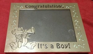 CONGRATULATIONS IT'S A BOY 3 1/2"x5" picture frame nursery/shower gift - Picture 1 of 3