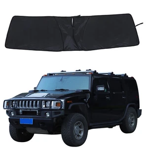 Black Car Front Windshield Sunvisor Kit For Hummer H2 2003-2009 UV Block Trim - Picture 1 of 12