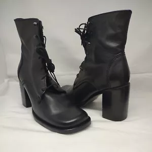 "Botas al tobillo de cuero genuino para mujer tacón de bloque talla US6.5 NEGRAS ""Serrano México" - Imagen 1 de 12