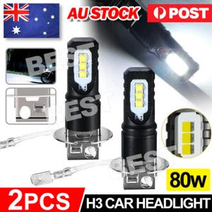 2X NIGHTEYE 2pcs H3 80W 6000K LED Fog Driving Light Bulbs Car Lamp Globes White - Picture 1 of 9