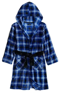 Soft Cuddl Duds Boys Hooded Robe size L (12/14) Blue Plaid Pockets NWT - Picture 1 of 2