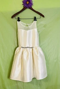 Zunie Girls Size 14 Ivory Sleeveless Embellished Waist Lined Dress NWT Cruise - Picture 1 of 21