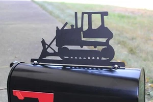 Bull Dozer Metal Mailbox Topper 7.5 Inches Tall Matte Black - Picture 1 of 3