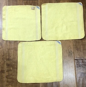 3 Vintage Martex Washcloths Yellow New Old Stock - Picture 1 of 6