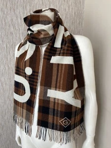 GANT U.S. ROYALTY CHECK PLAID WOOL SCARF RETAIL £85 BNWT - Picture 1 of 11