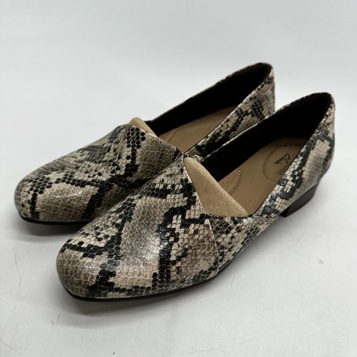 Scarpe mocassino Clarks Juliet Palm multicolore donna taglia 7 M slip on stampa serpente